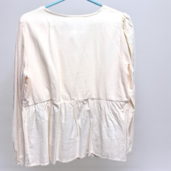 Cream Dream: ZESICA Tie-Front Babydoll Long-Sleeve Top - Medium Marvel! 🌟 NWOT - Picture 3 of 12